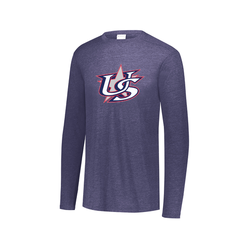 [FTLCUBNV-AXS-LOGO1] Decker Men's Tri-Blend T-Shirt - Long Sleeve (Adult XS, Navy, Logo 1)